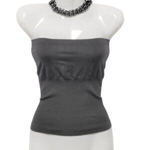 BLACK Strapless Top Stretch Solid Tank Top One Size